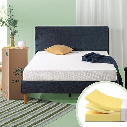 Zinus Cooling Essential | Colchón Matrimonial Firme de Memory Foam Que Brinda Frescura al Dormir | Enviado en Caja y con Garantía de 10 años