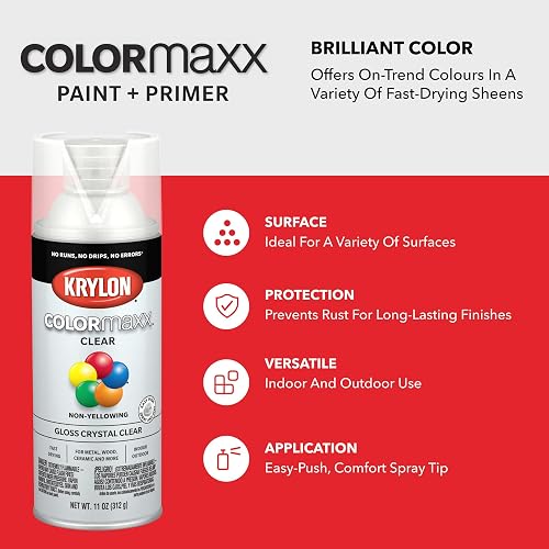 Krylon K05547007 COLORmaxx pintura en aerosol, Brillo, Transparente