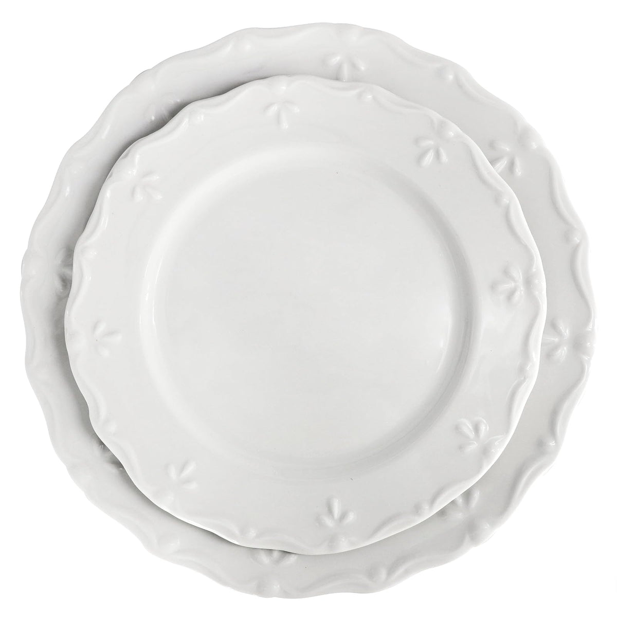 Elama Henryi Juego De Vajilla De Porcelana Blanca 18 Piezas | Con detalles de borde en relieve, reforzado