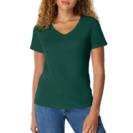 Hanes Perfect-t - Playera de Manga Corta con Cuello en V para Mujer (opción de 1 o 2)