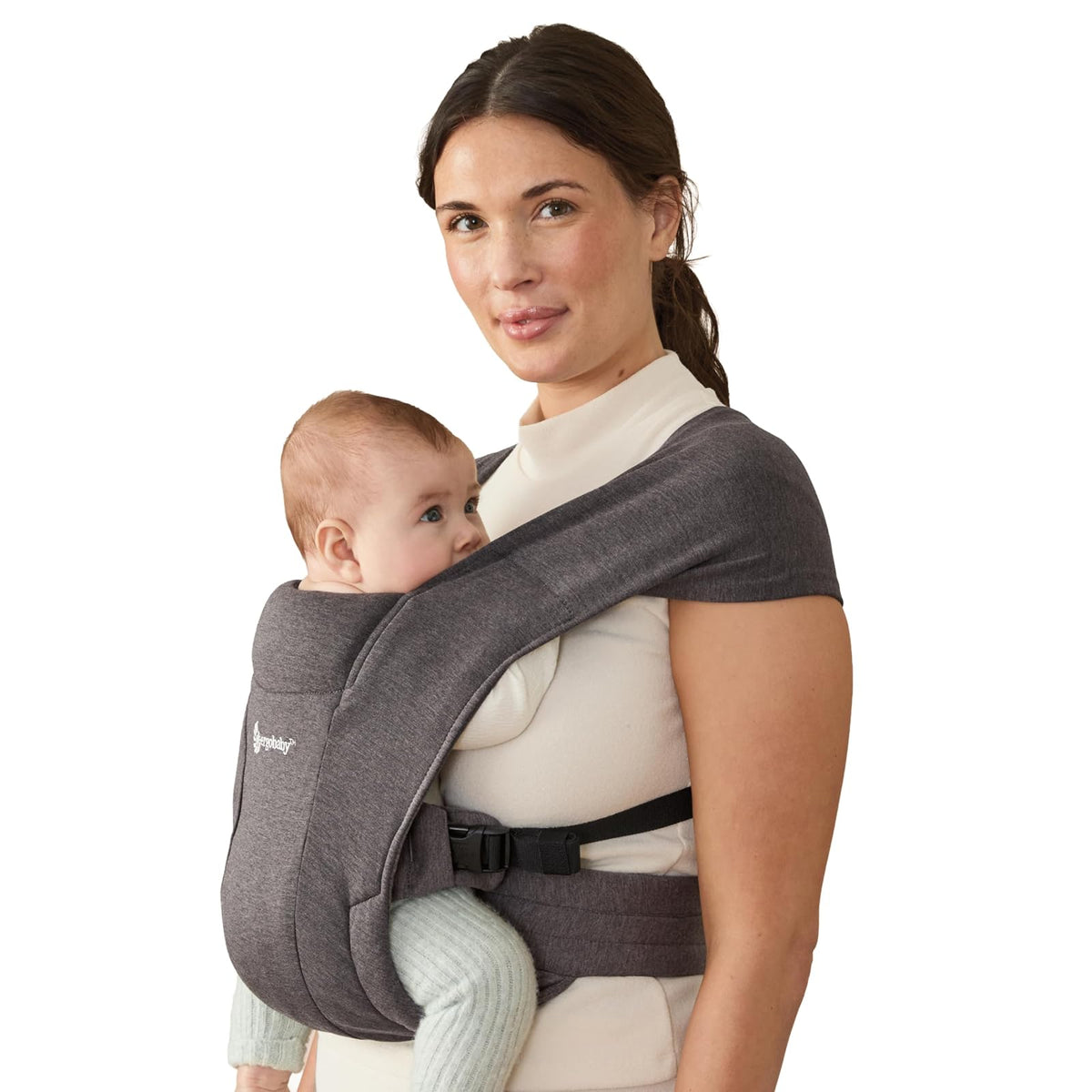Ergobaby Embrace Knit Portabebés Ergonómico, Camel - Gris jaspeado