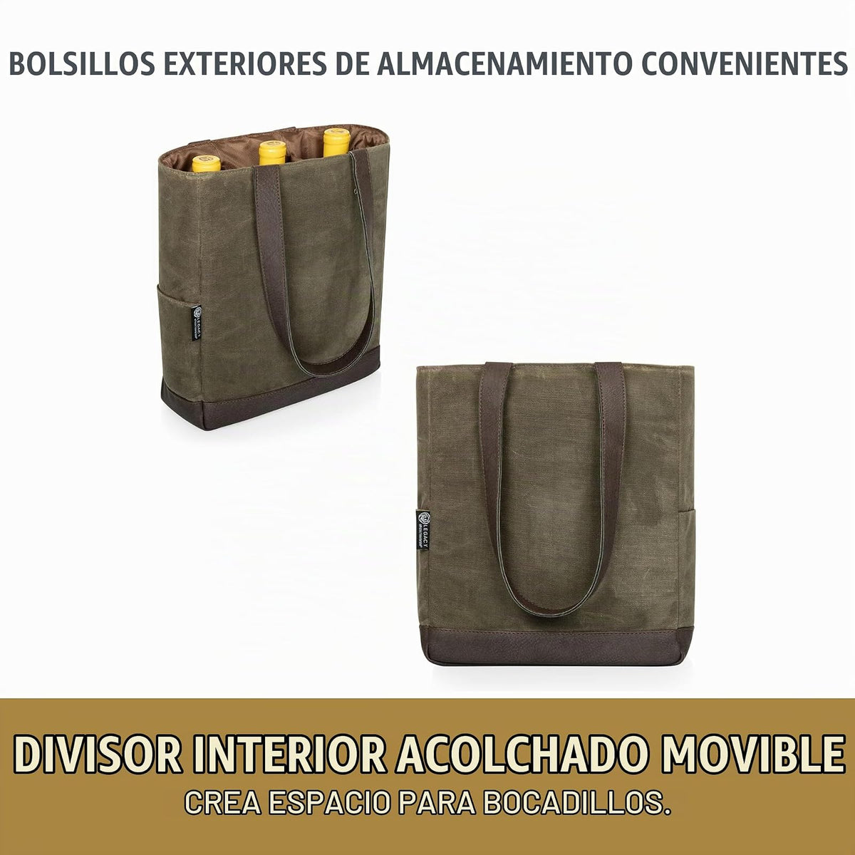 Bolsa enfriadora de Vino de Lona Encerada Envejecida para 2 Botellas
