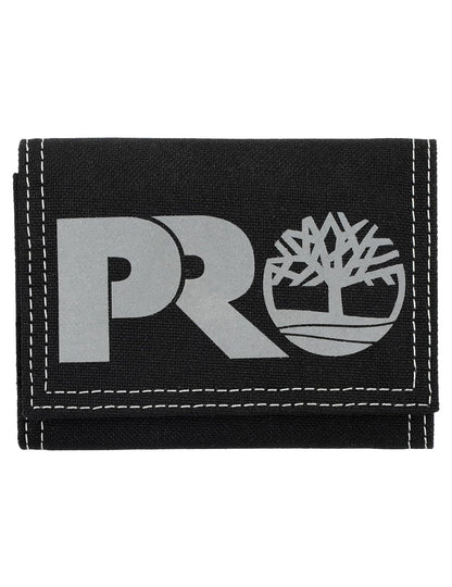 Timberland PRO - Billetera Hombre Cordura con Protección RFID - Negro - 13 Bolsillos - Cierre de Velcro - Triptico - Nailon - Adulto - 4.5 x 1 x 3 in - Negro (Reflective)