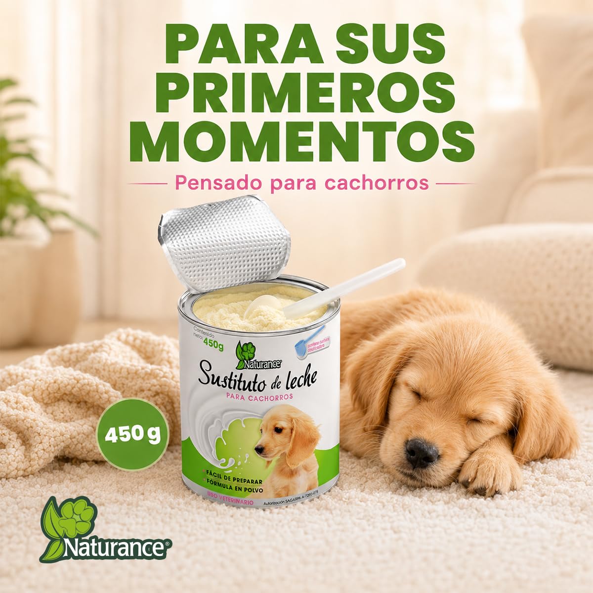Naturance Sustituto de Leche para Perro Cachorro con Cuchara Medidora 450 g