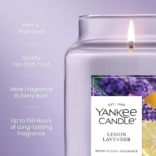 Yankee Candle - Vela perfumada de limón y lavanda, tarro grande de 22 onzas con hasta 150 horas de tiempo de combustión, regalo, cumpleaños