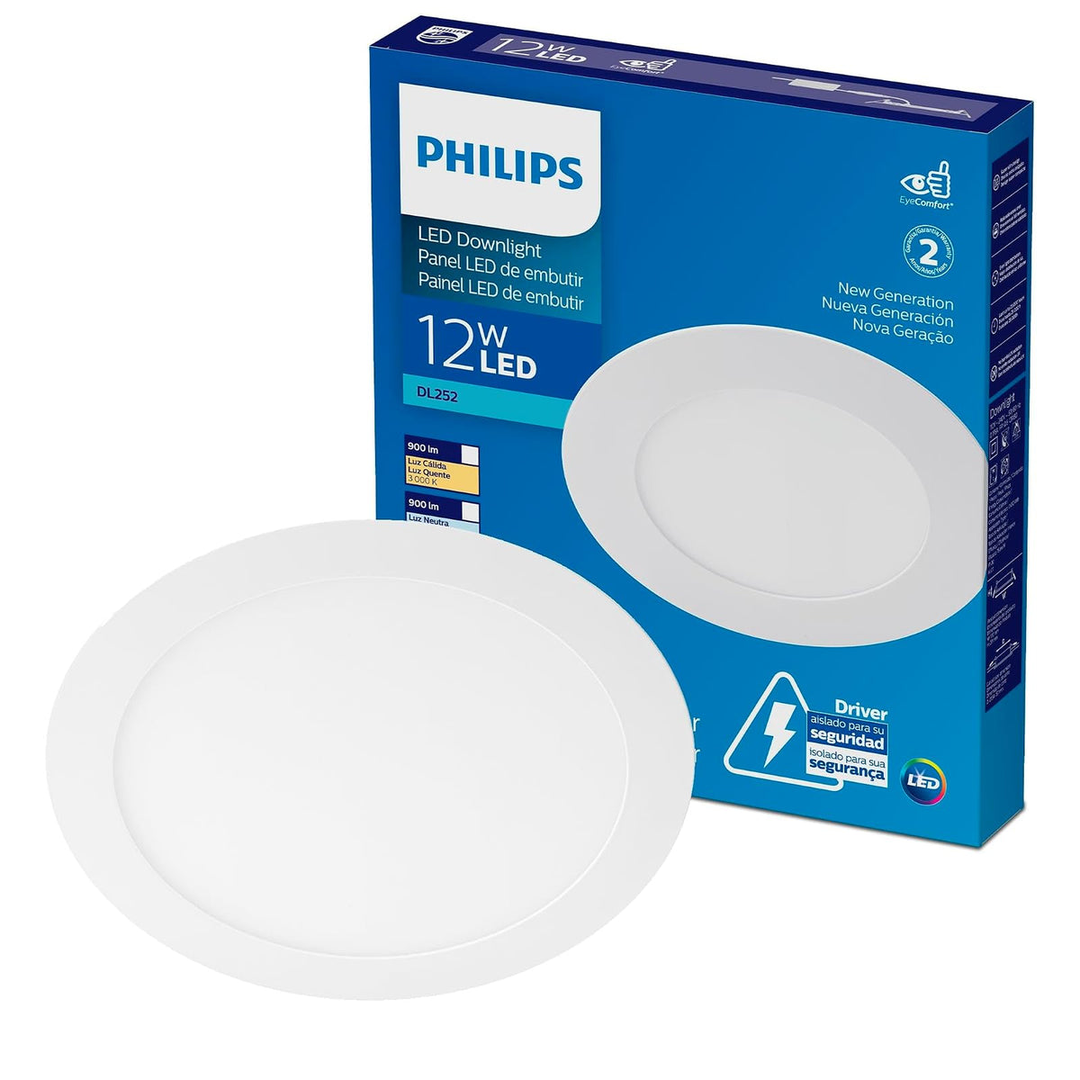 Philips LED Empotrado DL252 Redondo 6" - luz cálida de 12 watts