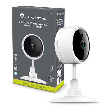 Lloyd's Cámara IP Inteligente WiFi Interior Full HD 1080P Visión Nocturna | Comunicación bidireccional, control desde aplicación móvil y compatibilidad con asistentes virtuales para monitoreo remoto.