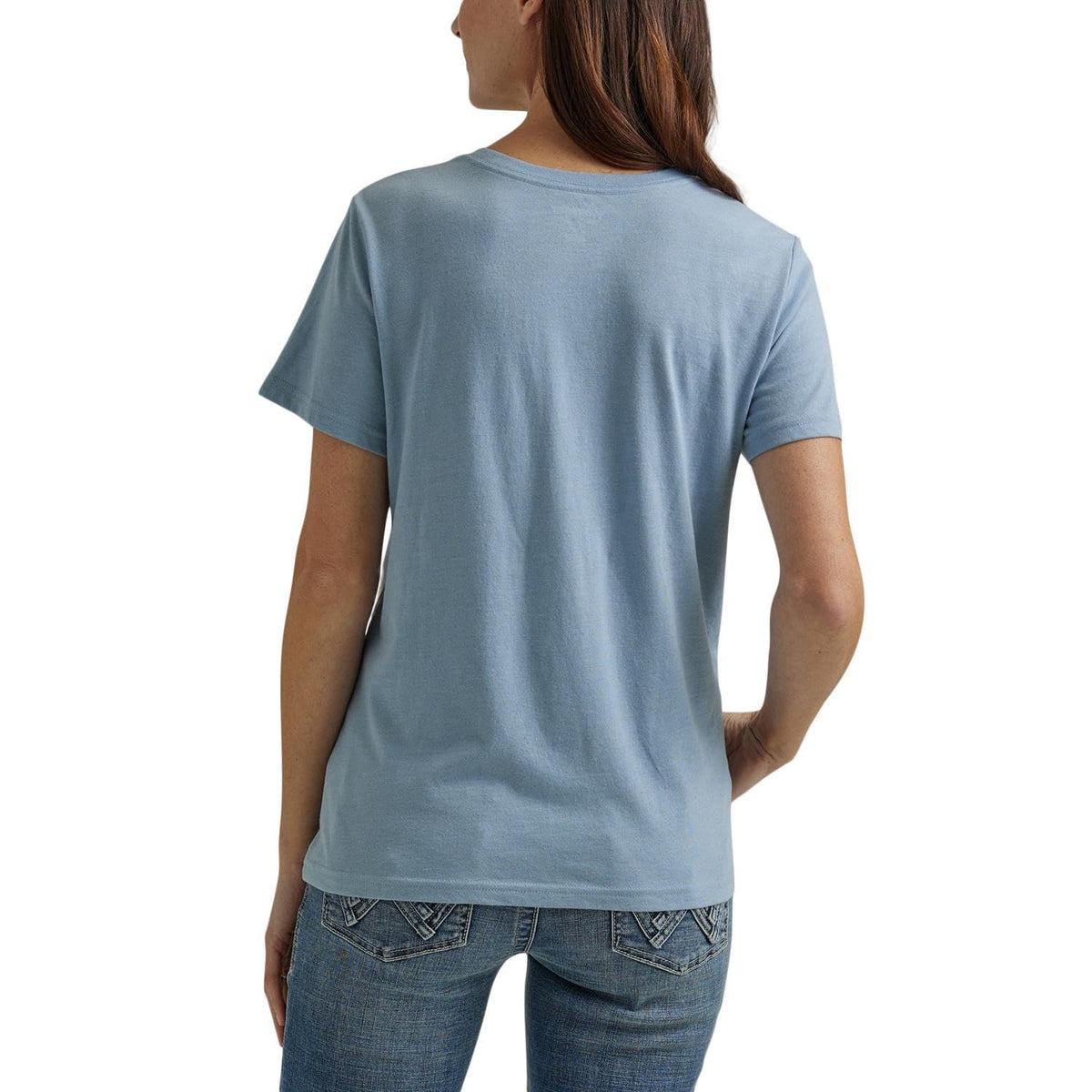 Wrangler Retro - Playera de Manga Corta para Mujer, Ajuste Regular, Color Azul Jaspeado