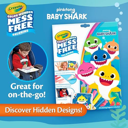 Crayola Baby Shark Set para colorear, regalo para niños, 3, 4, 5, 6, Baby Shark Color Wonder, Tiburón bebé