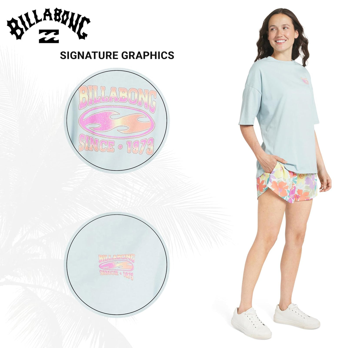 Billabong - Playera de algodón Suave de Alta Calidad de Ajuste Relajado para Mujer