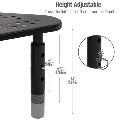 Mind Reader TRISTAND-BLK Stand Riser, Triangle Adjustable, Ventilated Metal for Computer, Laptop, Monitor, Black 3 Leg