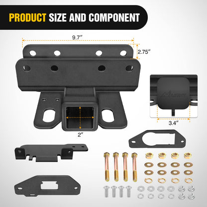 Nilight 2 Inch Rear Trailer Hitch Receiver Kit for 2021 2022 2023 2024 2025 2026 Ford Bronco 2 Door 4 Door (Exclude Bronco Sport) Rear Bumper Tow Hook Black Hitch Cover Kit