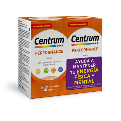 Centrum Performance Multivitaminico, Con Complejo B y Magnesio, 2 pack 30 Tabletas ccada