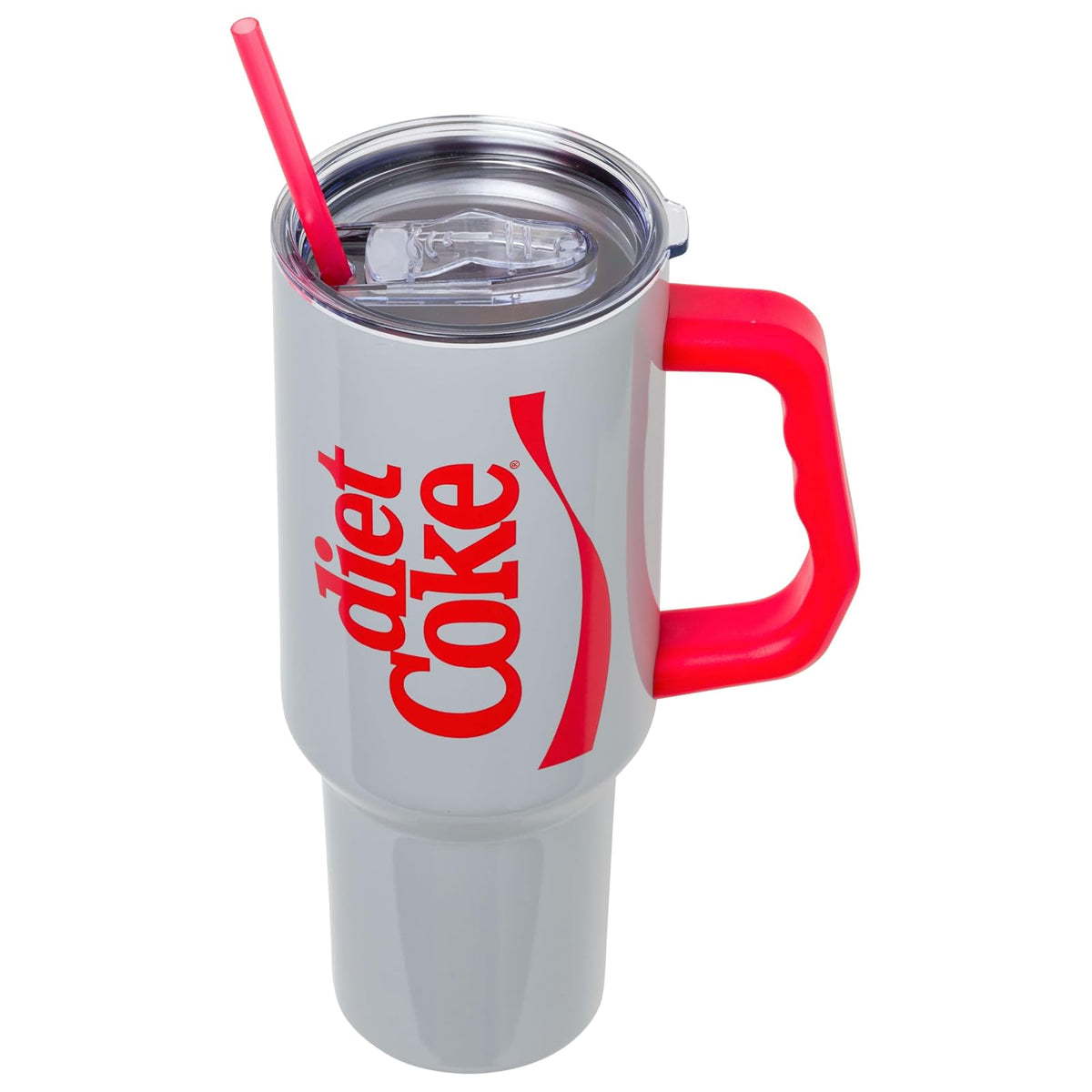 Silver Buffalo Coca Cola Diet Coca Cola Cinta Vertical - Vaso de Acero Inoxidable de 40 onzas con Mango