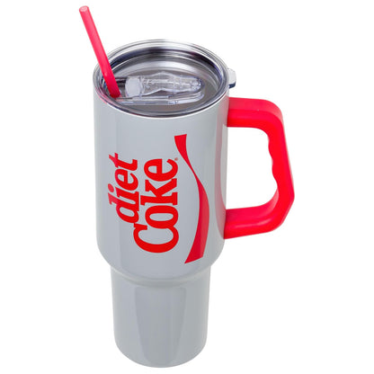 Silver Buffalo Coca Cola Diet Coca Cola Cinta Vertical - Vaso de Acero Inoxidable de 40 onzas con Mango