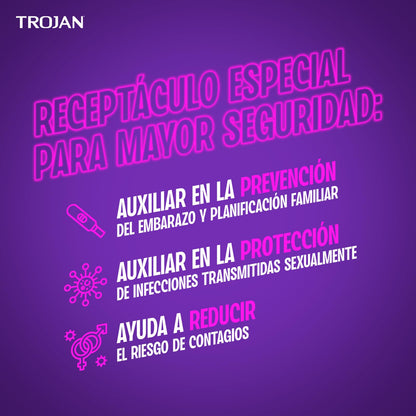 Trojan Condones Piel Desnuda Puntos de Placer Caja con 9 piezas. | Con Puntos Texturizados y Elevados, Lubricados para Mayor Estimulación. Con Látex de Primera Calidad.