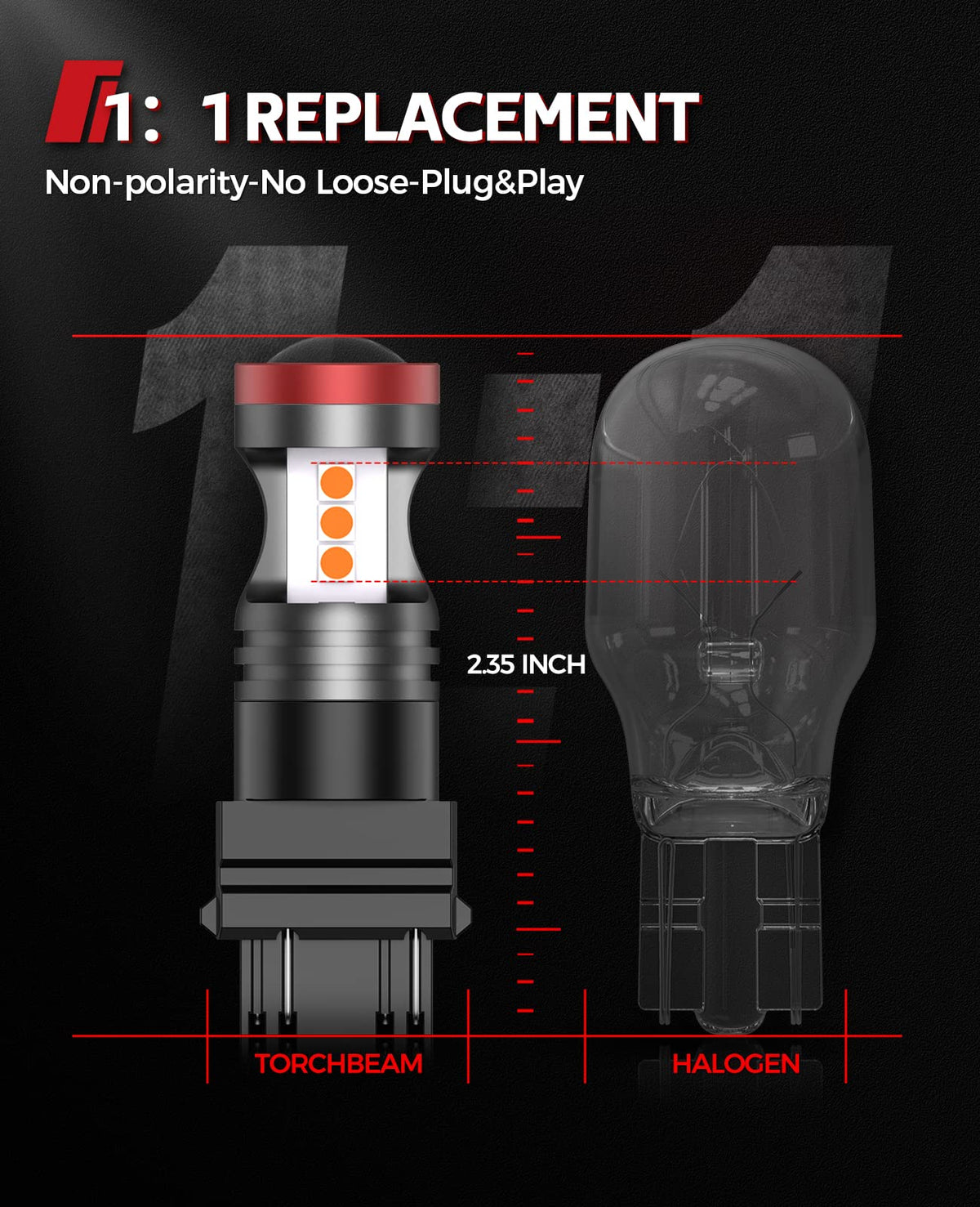 Torchbeam 3157 LED Bulbs, Amber Yellow LED Turn Signal Lights Bulbs, 400% Brighter 3156 3057 3457 4157 LED Bulb with Projector Replacement for Directional Blinker Parking Side Marker Lights