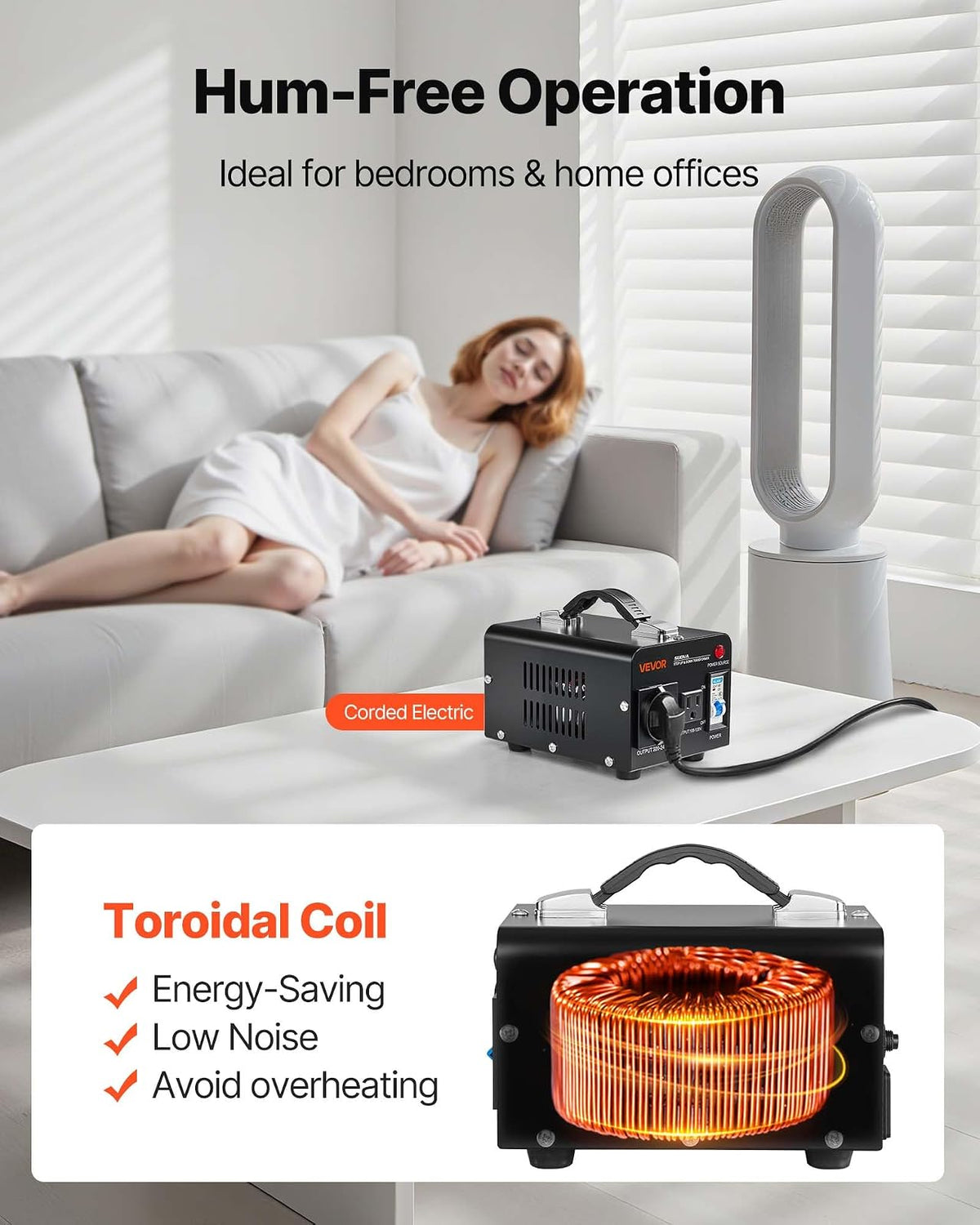 VEVOR Transformador convertidor de voltaje de 500 VA, transformador elevador/reductor de potencia de alta resistencia, convierte de 110 V a 220 V y de 220 V a 110 V