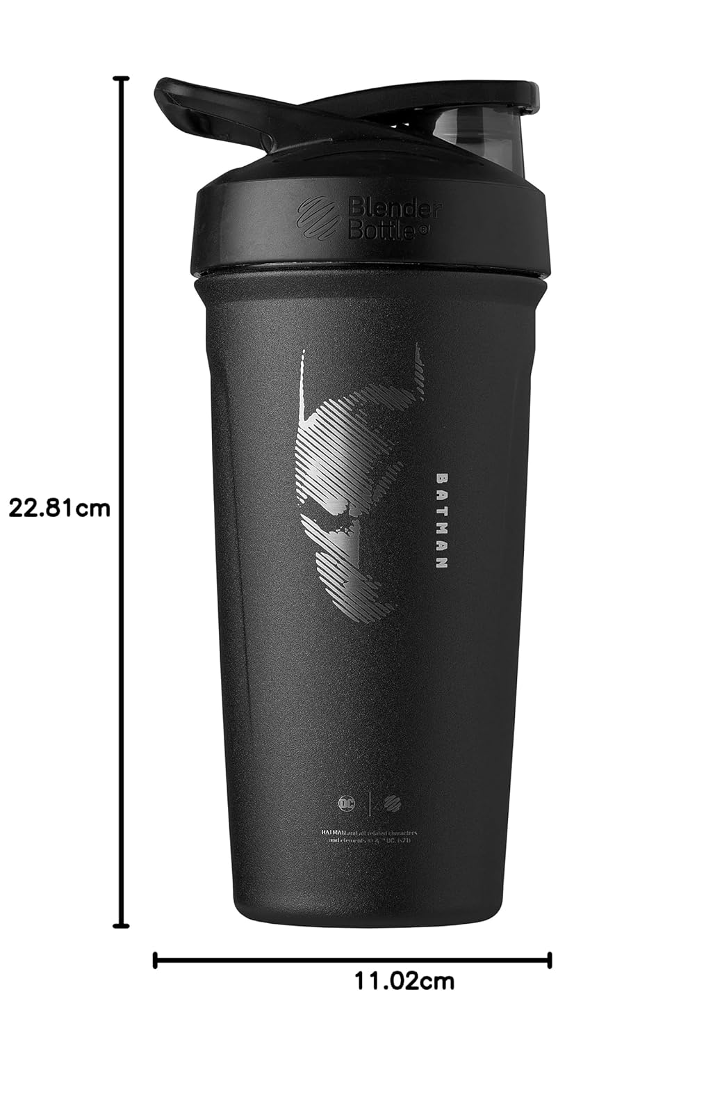 BlenderBottle Justice League Sport - Botella agitadora de acero inoxidable aislada con batidor de alambre, 24 onzas, Batman, batidos de proteínas e hidratación para atletas y entusiastas del fitness