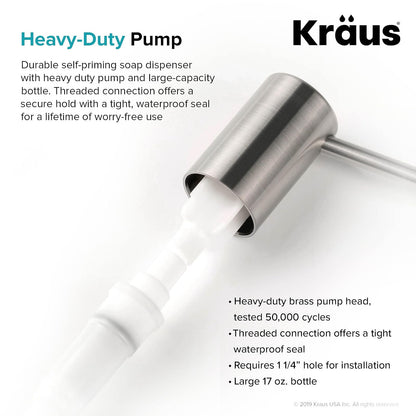 Kraus KSD-43SFS - Dispensador de jabón y loción de Cocina en Acero Inoxidable sin Puntos