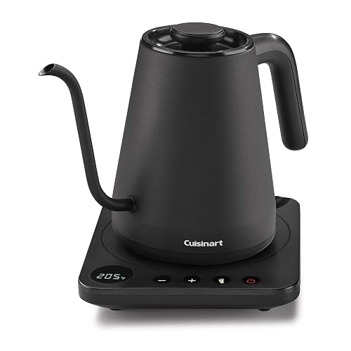 Cuisinart Tetera Eléctrica Cuello de Cisne 1 L 1200W Negro Mate | Tetera eléctrica cuello cisne para vertido preciso, Temperatura variable 60°-100°C, Mantiene caliente 30 minutos