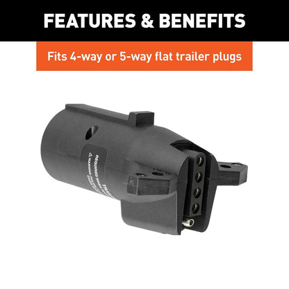CURT Adaptador de Cableado de Remolque Plano de 7 Vías a 4 Vías Compatible con LED, 57004, Negro