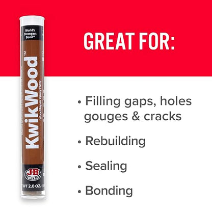 J-B KwikWood madera reparación masilla epoxi – 28.3 gram, 0, 59,14 ml, Bronceado