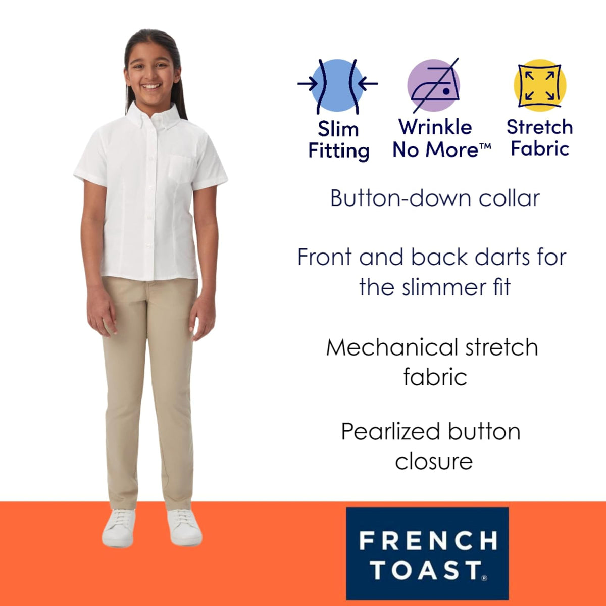 French Toast - Camisa Oxford de Manga Corta para niña