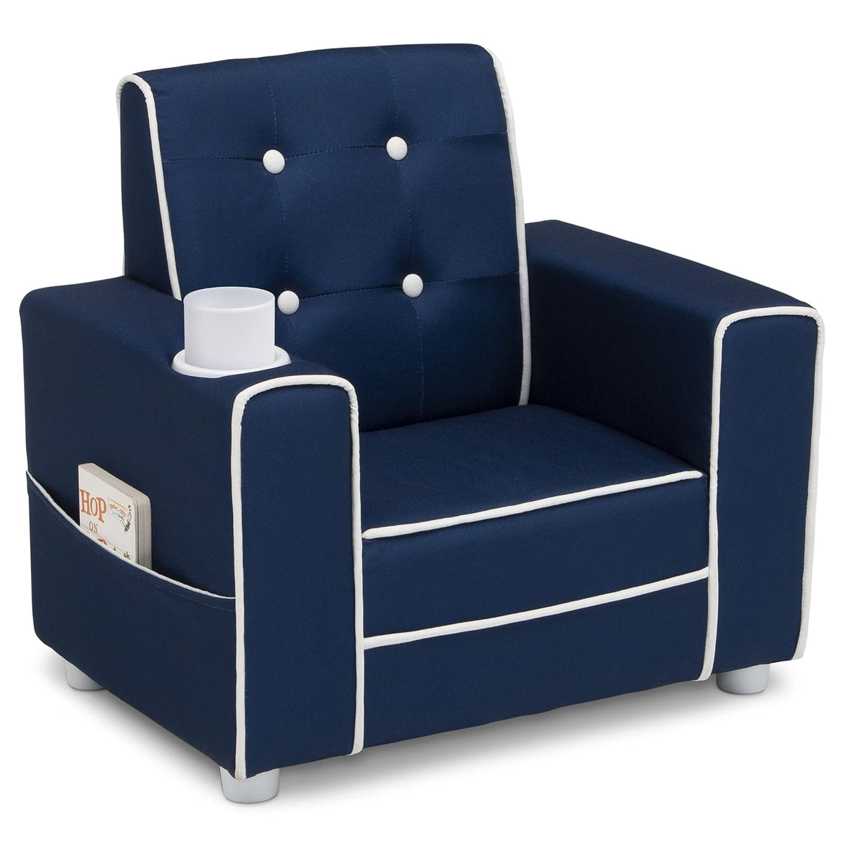 Delta Children Silla Infantil Tapizada Chelsea con Portavasos - Color: Azul Marino