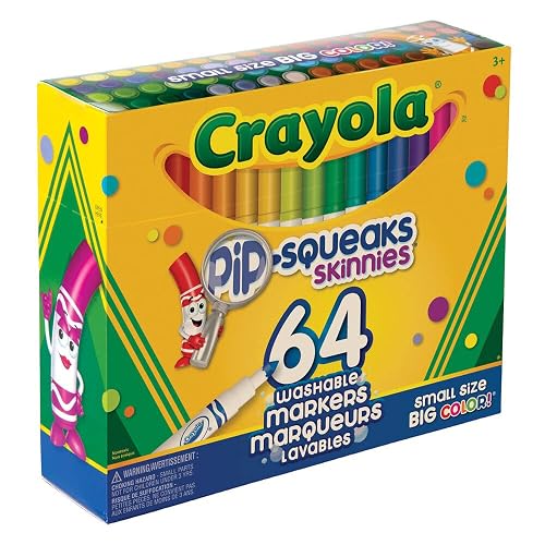 Crayola Pip-Squeaks Skinnies Marcadores | Lavables, 64 Unidades, Mango Delgado Para Niños, Suministros Para Manualidades, Regalo