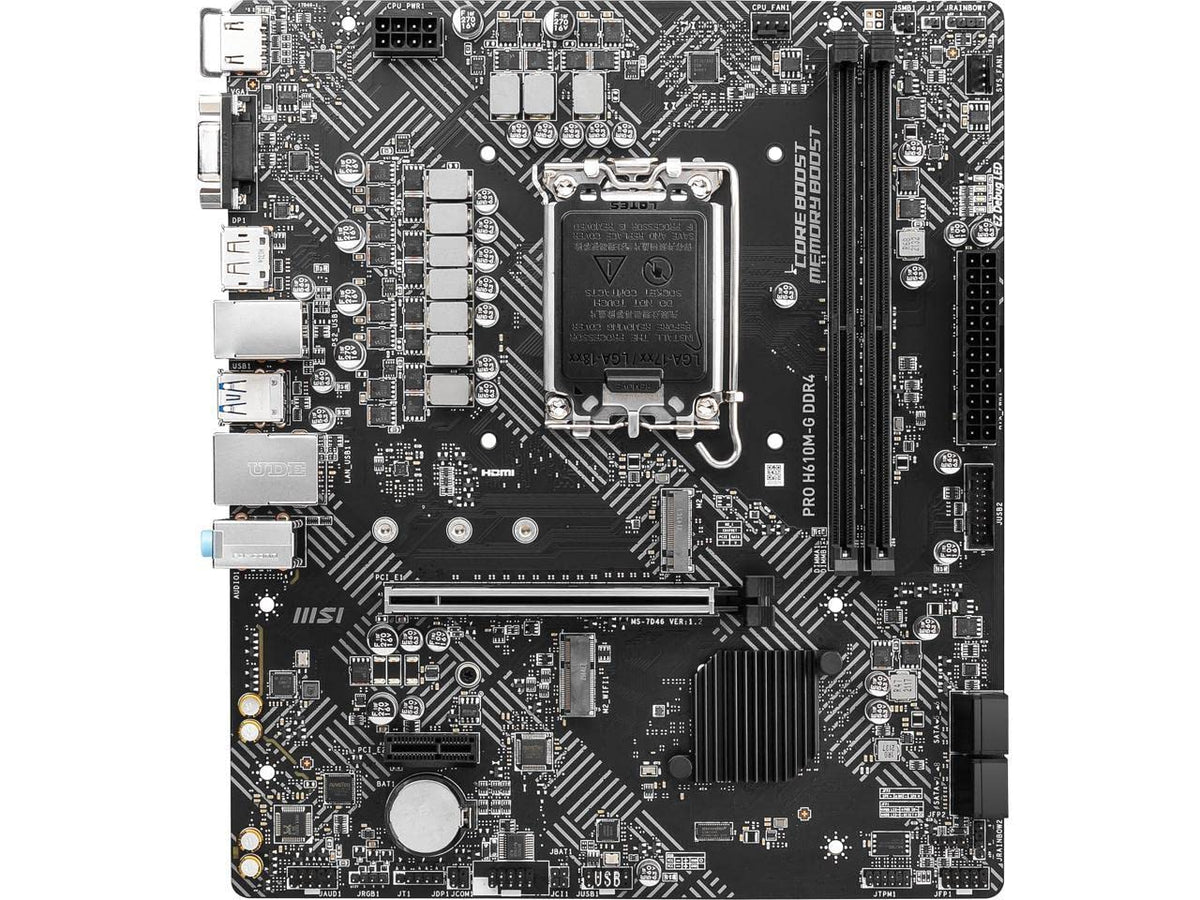 MSI Pro H610M-G DDR4 DDR4 Tarjeta Madre (mATX, 12ª generación Intel Core, LGA 1700 Socket, DDR4, PCIe 4, 2.5G LAN, Ranuras M.2, USB 3.2)