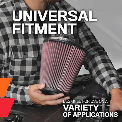 K&N Filtro de Aire Universal RU-0160, Lavable, 1.5 in Brida, Negro