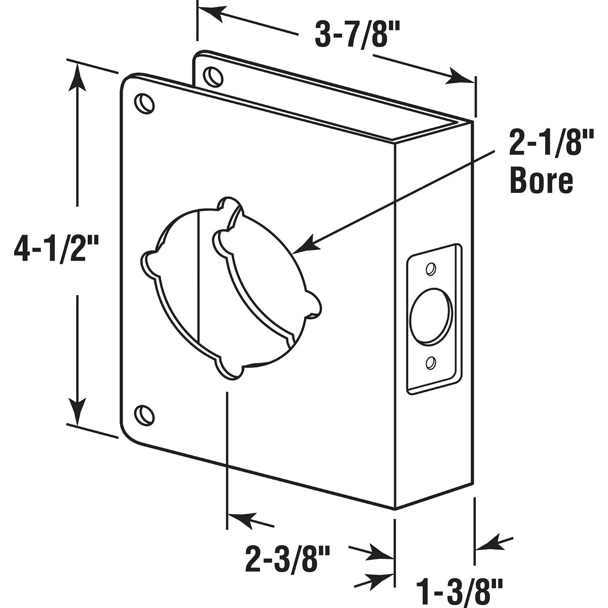 Prime-Line Refuerzo de Cerradura y Puerta MP10852 | 2-1/8 pulgadas x 2-3/8 pulgadas x 1-3/8 pulgadas, acero inoxidable, paquete individual