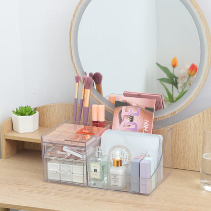 Cq Acrylic Organizador de Maquillaje Transparente 2 Cajones