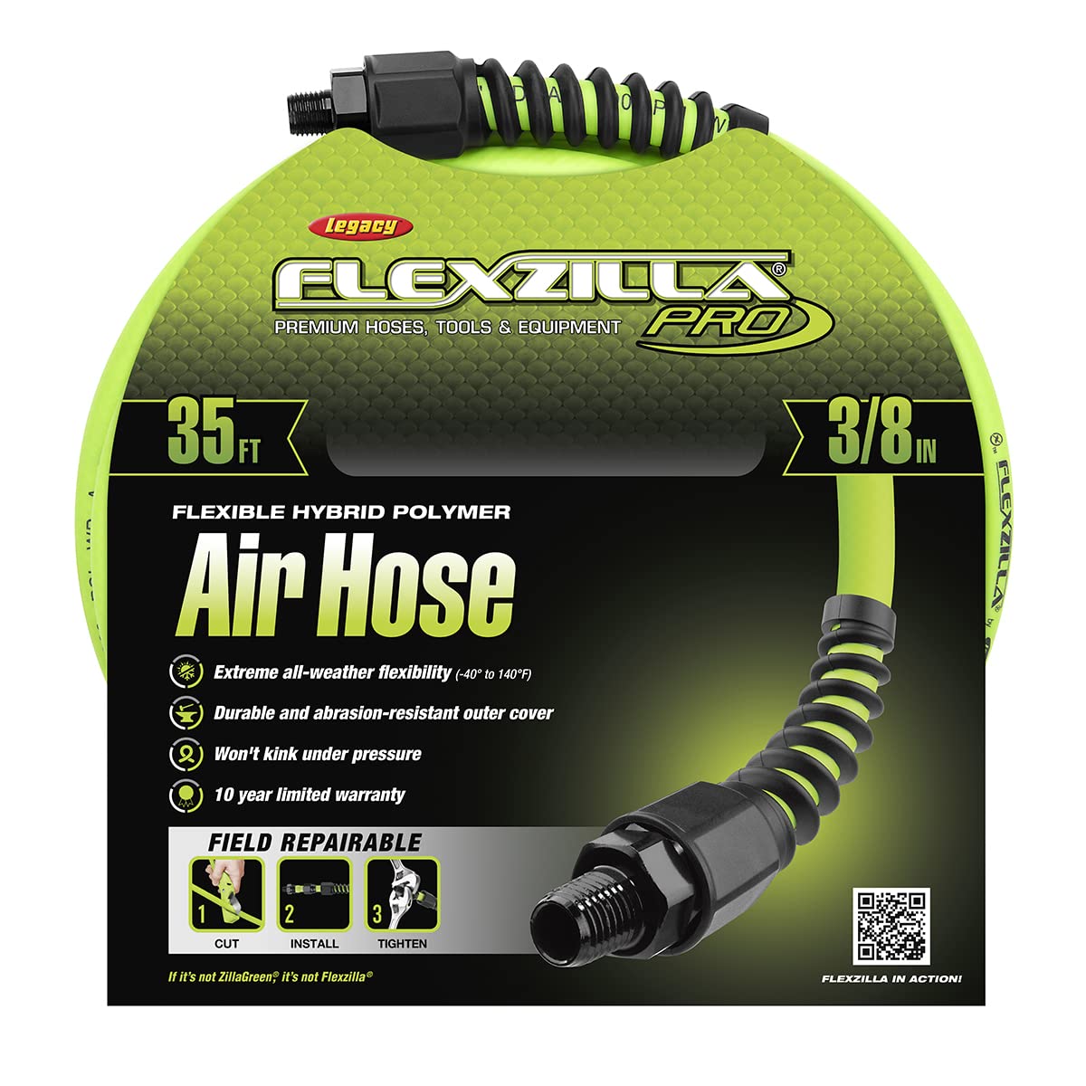 Legacy Flexzilla Pro - Manguera de Aire híbrida, Flexzilla, 3/8" (Inches) x 35' (Feet)