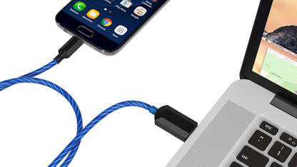 TAMO, TA-CHMUSB-B, Charging Micro USB Cable Charge n' Glow Light Up, 3', Blue