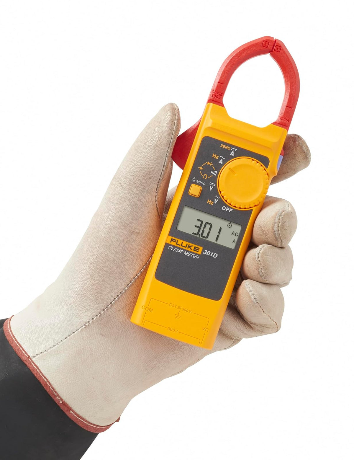 Fluke 301D Pinza Amperimétrica AC/DC Alcance 600 A Cuerpo de 16 mm Mandíbula 34 mm Voltaje Resistencia Continuidad y Frecuencia