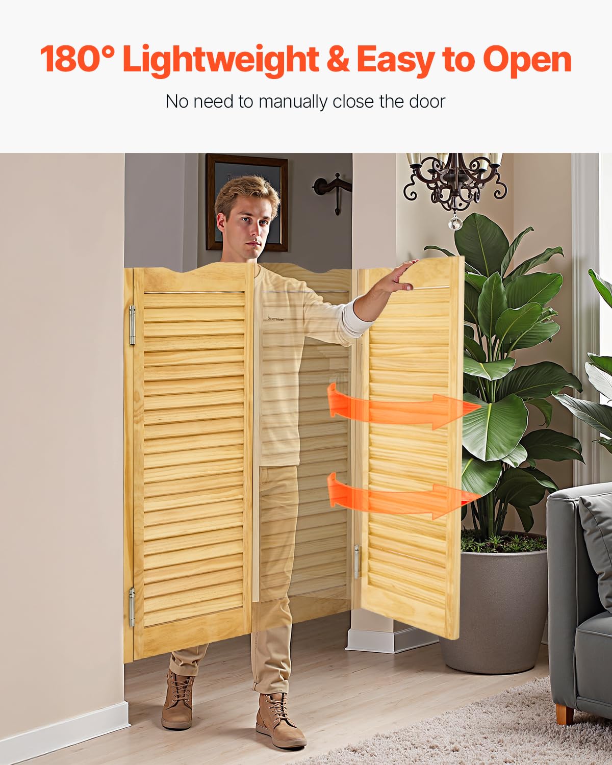 VEVOR - Puertas dobles de salón, 36 pulgadas de ancho x 42 pulgadas de alto, puertas de café con arco superior interior, madera de pino premium, con bisagras y kit de hardware, fácil de instalar, para