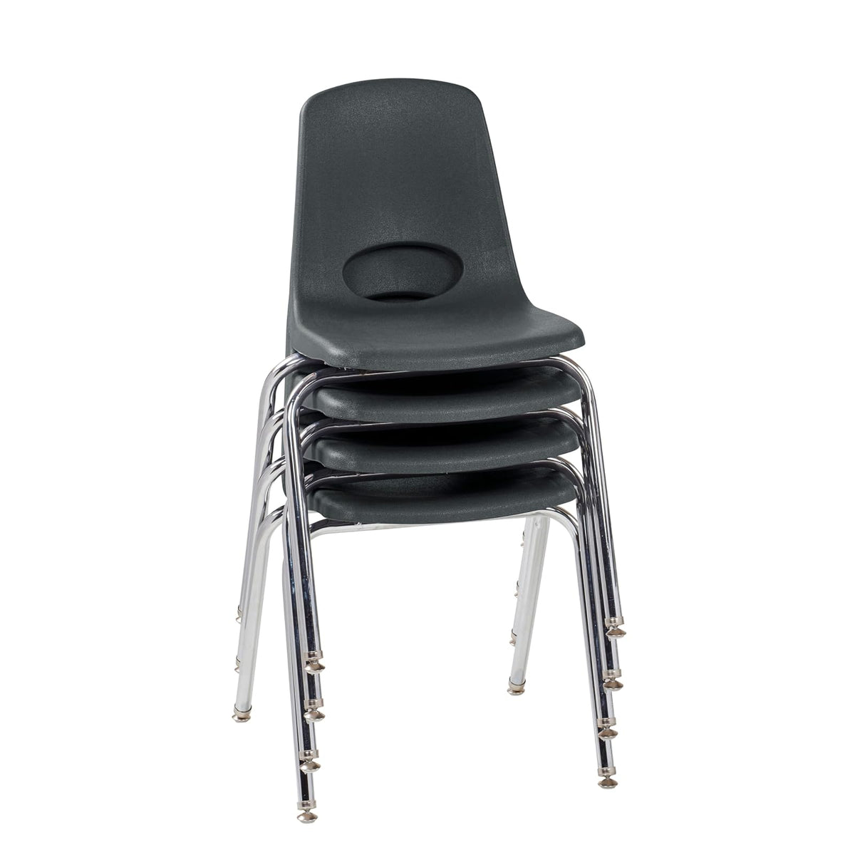 FDP 10384-BK - Silla escolar de 18 pulgadas, asiento apilable para estudiantes con patas de acero chapado en cromo y deslizadores giratorios de nylon; para aprendizaje en casa, aula u oficina, color
