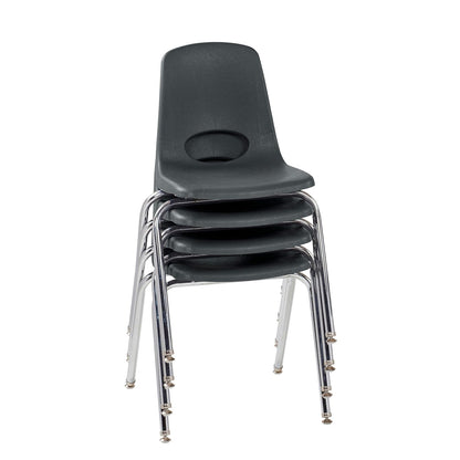 FDP 10384-BK - Silla escolar de 18 pulgadas, asiento apilable para estudiantes con patas de acero chapado en cromo y deslizadores giratorios de nylon; para aprendizaje en casa, aula u oficina, color