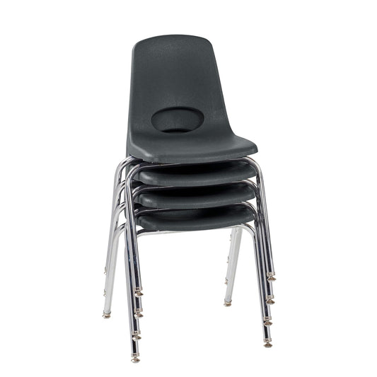 FDP 10384-BK - Silla escolar de 18 pulgadas, asiento apilable para estudiantes con patas de acero chapado en cromo y deslizadores giratorios de nylon; para aprendizaje en casa, aula u oficina, color