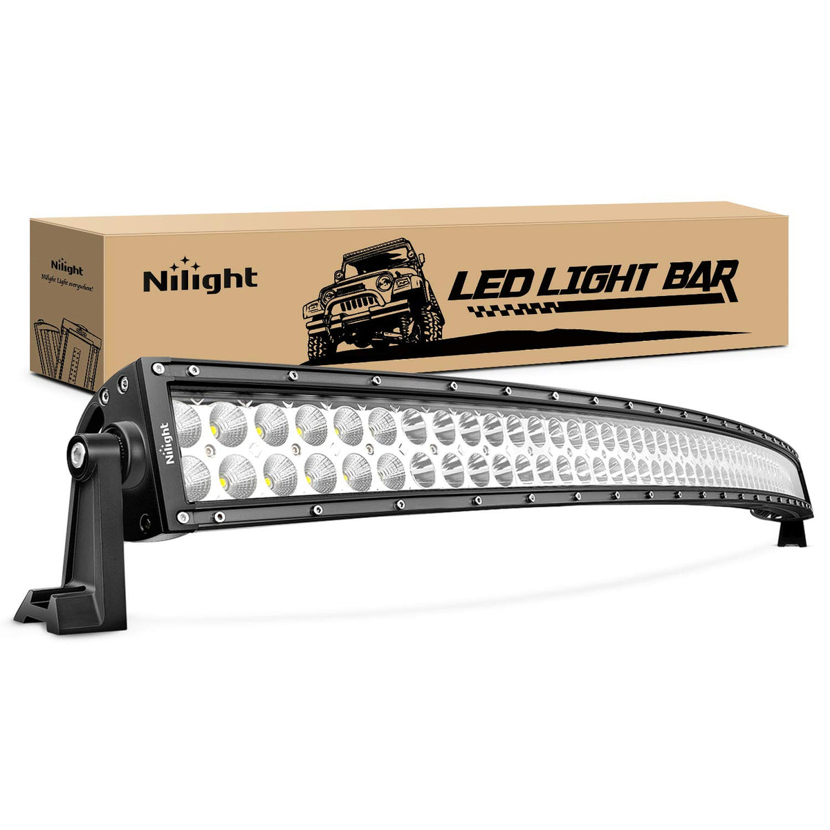 Nilight Barra de Luz LED Ámbar, 2 Piezas Triple Fila 6.5 Pulgadas, 120W - 1PC 42Inch Curved Light Bar
