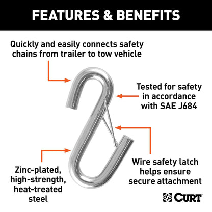 CURT Cadena de Seguridad para Remolque con Pestillo 81840, Zinc Transparente