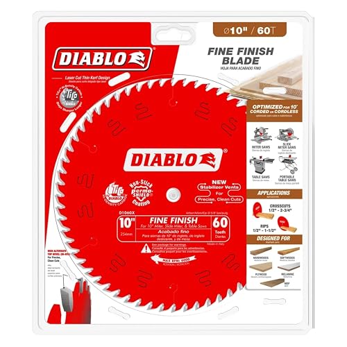 Freud D1060X Diablo Hoja de combinación de 25.4 cm para sierra, 60 dientes 0.11|pounds