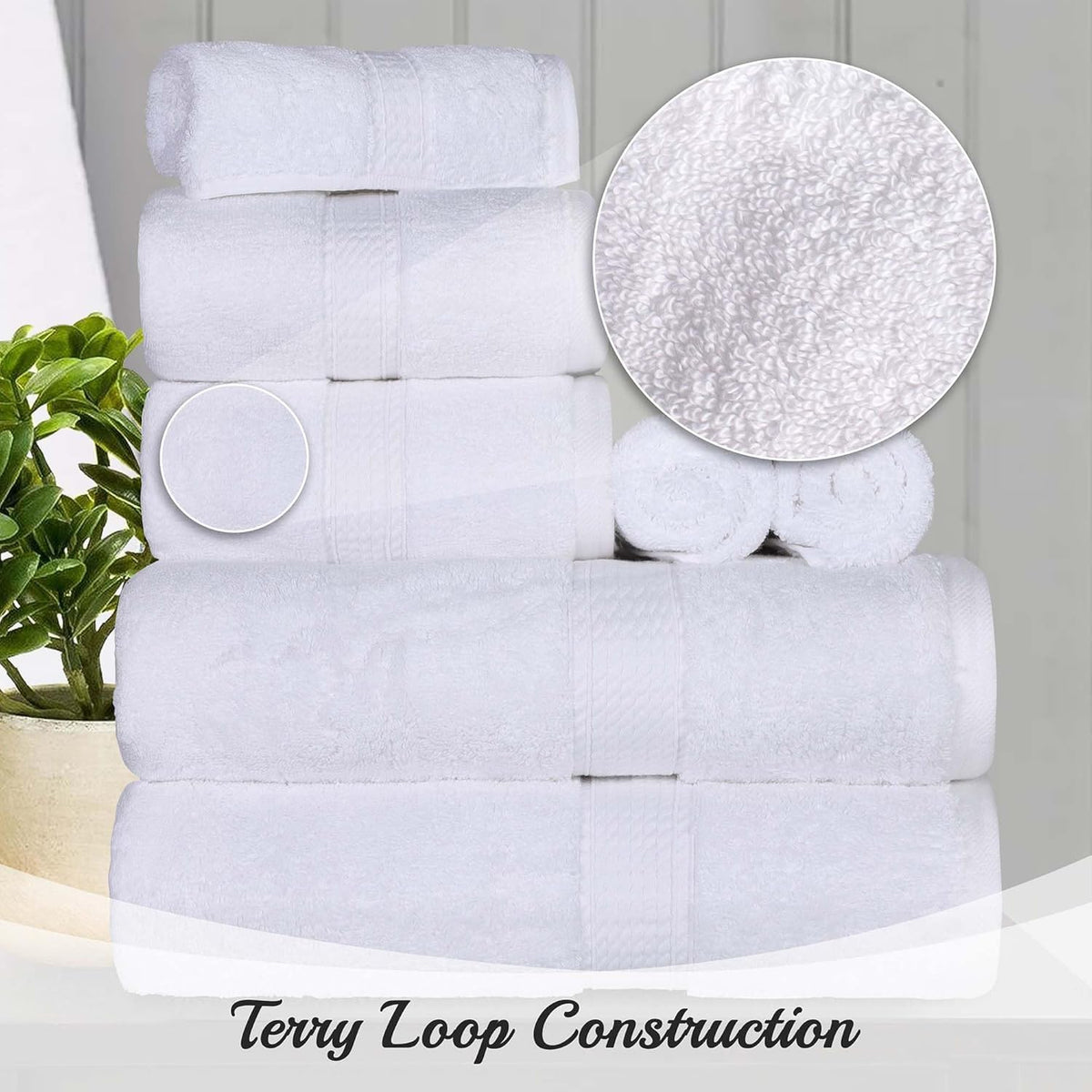 Superior, 900 gram, Long-Staple Combed Cotton 6-Piece Face Towel Set, White | Juego de toallas de lujo de secado rápido, artículos esenciales de baño para baño, baño de invitados, spa, cara de 2 piezas