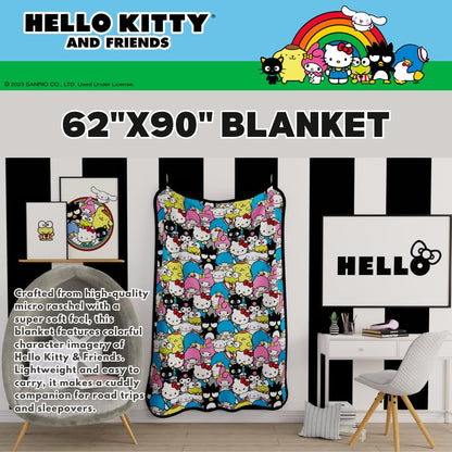 Franco Collectibles Hello Kitty & Friends - Manta súper Suave y acogedora, 62 x 90 Pulgadas, (Producto con Licencia Oficial)