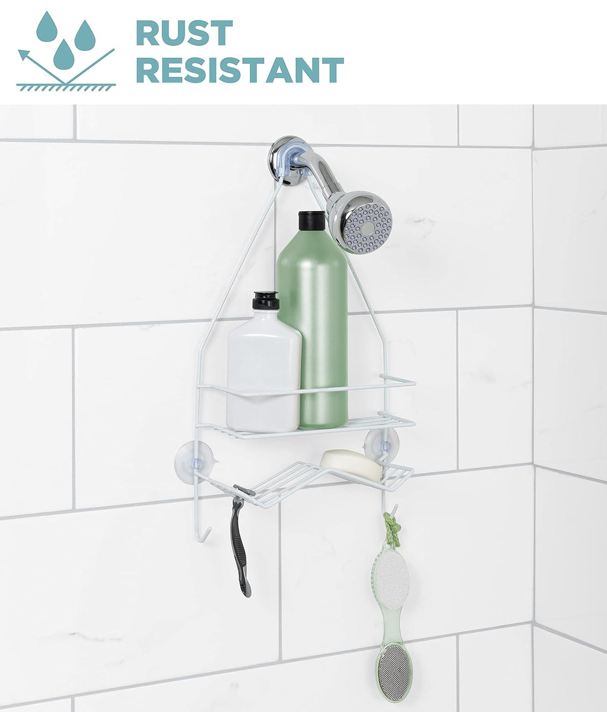 Zenna Home Zenna HomeOver The Shower - 2 estantes, Color Blanco, 2 estantes, Color Blanco