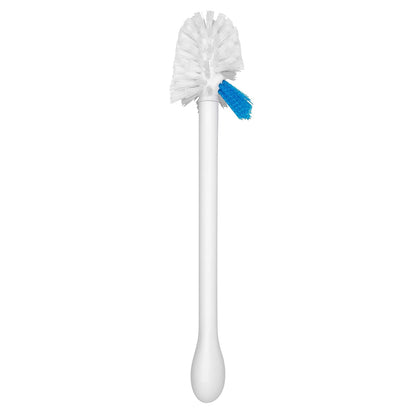 OXO Good Grips - Escobilla para Inodoro, Color Blanco | El recipiente almacena cepillo para polvo, cerdas cónicas para una limpieza a fondo, ideal para la limpieza del baño