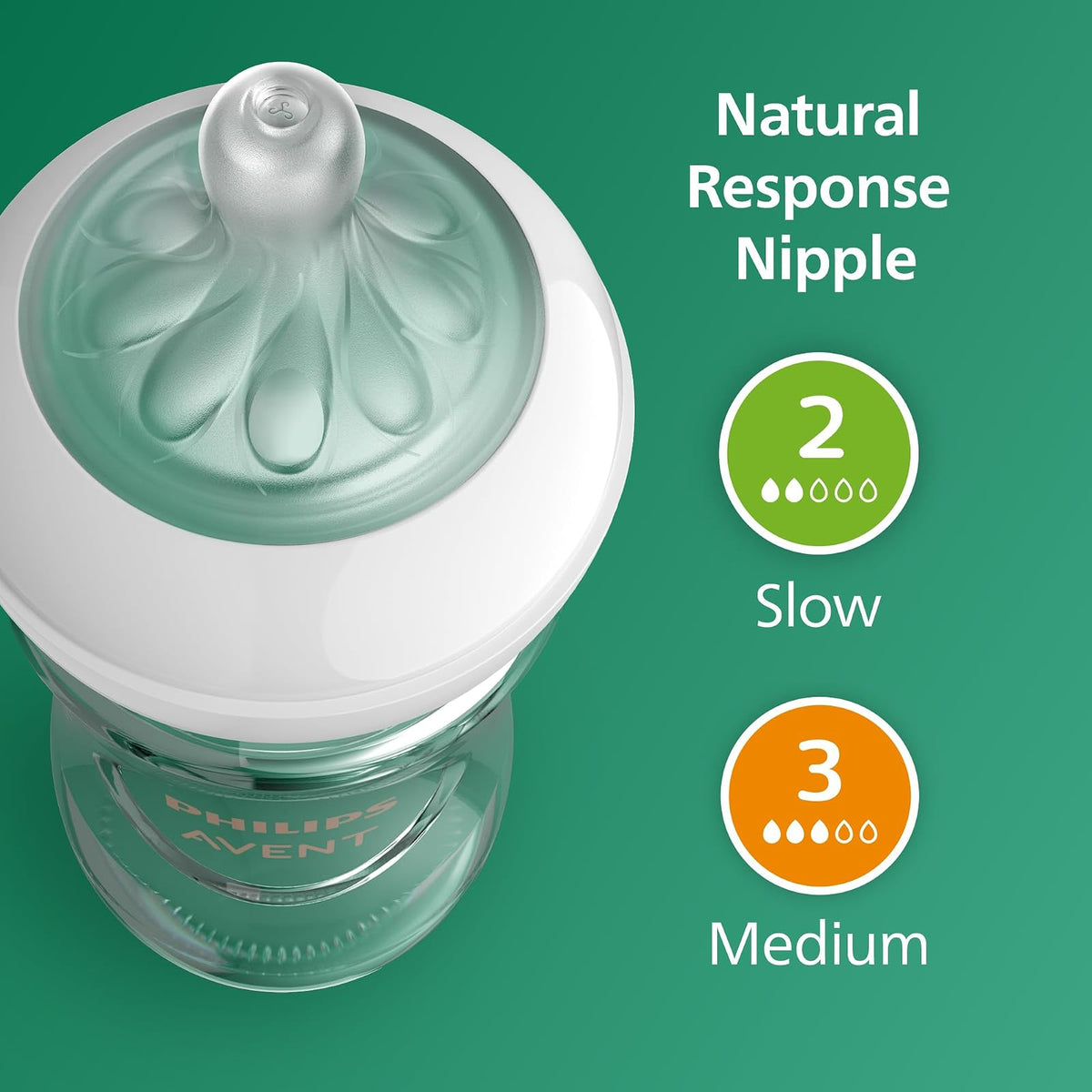 Philips AVENT Botella de cristal natural con pezón de respuesta natural, juego de regalo para bebé, SCD858/01