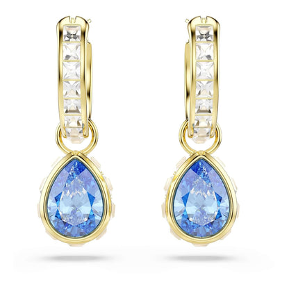 Pendientes Chroma, Talla pera, Azules, Acabado en oro de 18 quilates
